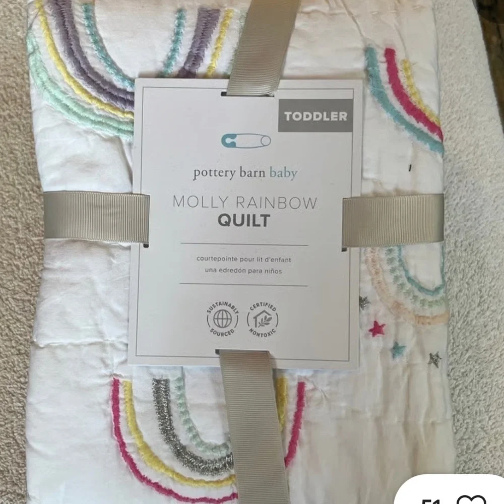 Pottery Barn Baby Molly Rainbow Baby Blanket Toddler Quilt vintage like new